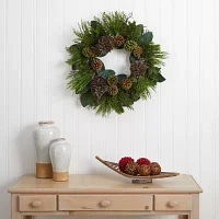 Nearly Natural 28in Pinecone And Pine Indoor Christmas Wreath