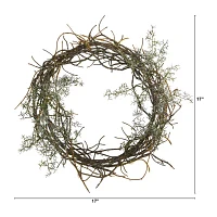 Nearly Natural 17in Frosted Twig Indoor Christmas Wreath