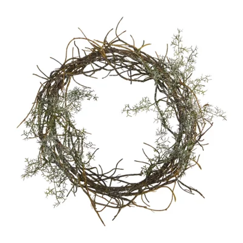 Nearly Natural 17in Frosted Twig Indoor Christmas Wreath