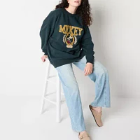 Juniors Womens Crew Neck Long Sleeve Mickey and Friends Sweatshirt