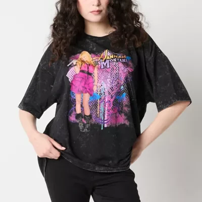 Juniors Hannah Montana Oversized Tee Womens Crew Neck Short Sleeve Graphic T-Shirt