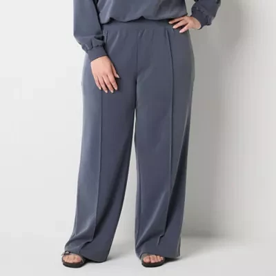 Stylus-Plus Womens High Rise Wide Leg Pull-On Pants