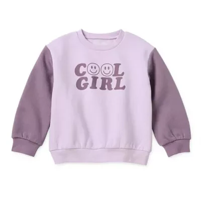 Okie Dokie Toddler Girls Round Neck Long Sleeve Fleece Sweatshirt