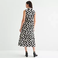 Be by CHETTA B Womens Sleeveless Geometric Maxi Dress