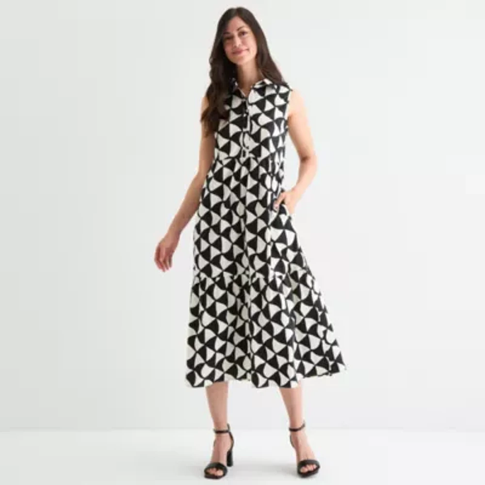 Be by CHETTA B Womens Sleeveless Geometric Maxi Dress