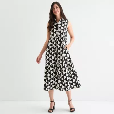 Be by CHETTA B Womens Sleeveless Geometric Maxi Dress