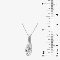 Womens 1 CT. T.W. Lab Grown White Diamond 10K White Gold Pear 18 Inch Pendant Necklace
