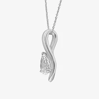 Womens 1 CT. T.W. Lab Grown White Diamond 10K White Gold Pear 18 Inch Pendant Necklace