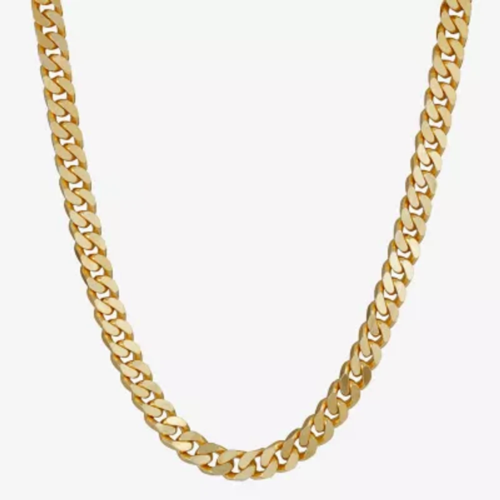 Made in Italy Womens 24K Gold Over Silver 22 Inch Curb Chain Necklace