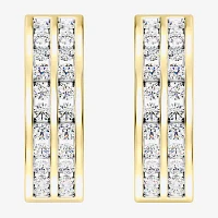 Womens 1 CT. T.W. Lab Grown White Diamond 14K Gold Over Silver Sterling Silver 17.9mm Hoop Earrings