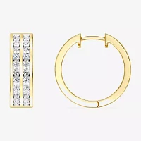 Womens 1 CT. T.W. Lab Grown White Diamond 14K Gold Over Silver Sterling Silver 17.9mm Hoop Earrings