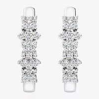 Womens 1 CT. T.W. Lab Grown White Diamond Sterling Silver 23.3mm Hoop Earrings