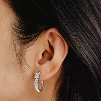 Womens 1 CT. T.W. Lab Grown White Diamond Sterling Silver 23.3mm Hoop Earrings