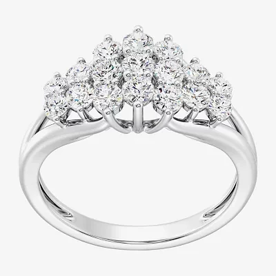 Womens 1 CT. T.W. Lab Grown White Diamond Sterling Silver Cocktail Ring
