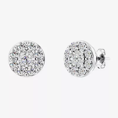 1 CT. T.W. Lab Grown White Diamond Sterling Silver 9.7mm Round Stud Earrings