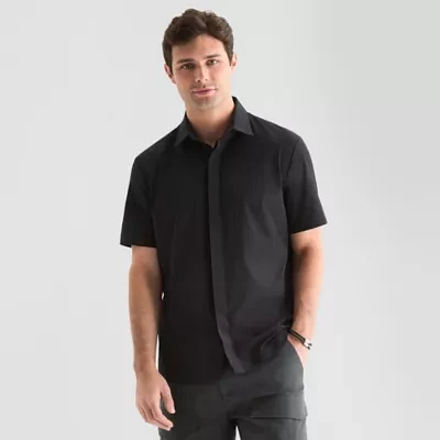 Stylus Mens Regular Fit Short Sleeve Button-Down Shirt