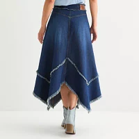 Frye and Co. Hanky Hem Womens Midi Denim Skirt