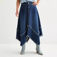 Frye and Co. Hanky Hem Womens Midi Denim Skirt
