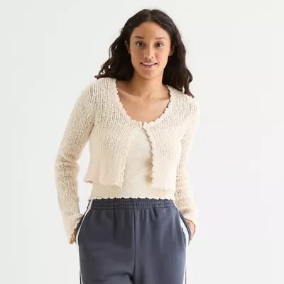 Arizona Juniors Womens Long Sleeve Button Cardigan