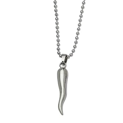 Mens Stainless Steel Italian Horn Pendant