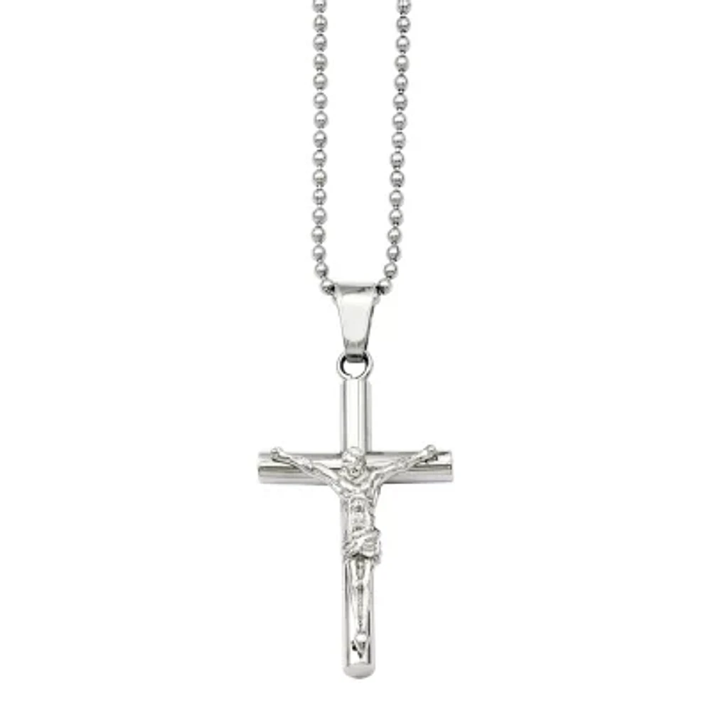 Mens Stainless Steel Crucifix Pendant