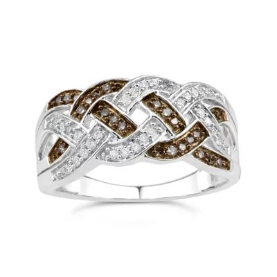 Sterling SIlver Brown and Diamond Braid Ring