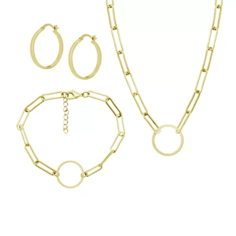 Silver Reflections 3-pc. 14K Gold Over Brass Jewelry Set