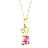 Gender Reveal Dog Womens Lab Created Sapphire 14K Gold Over Silver Pendant Necklace