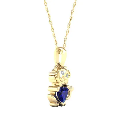 Gender Reveal Womens Lab Created Sapphire 14K Gold Over Silver Pendant Necklace