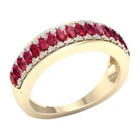 Lead Glass-Filled Red Ruby 10K Gold Band