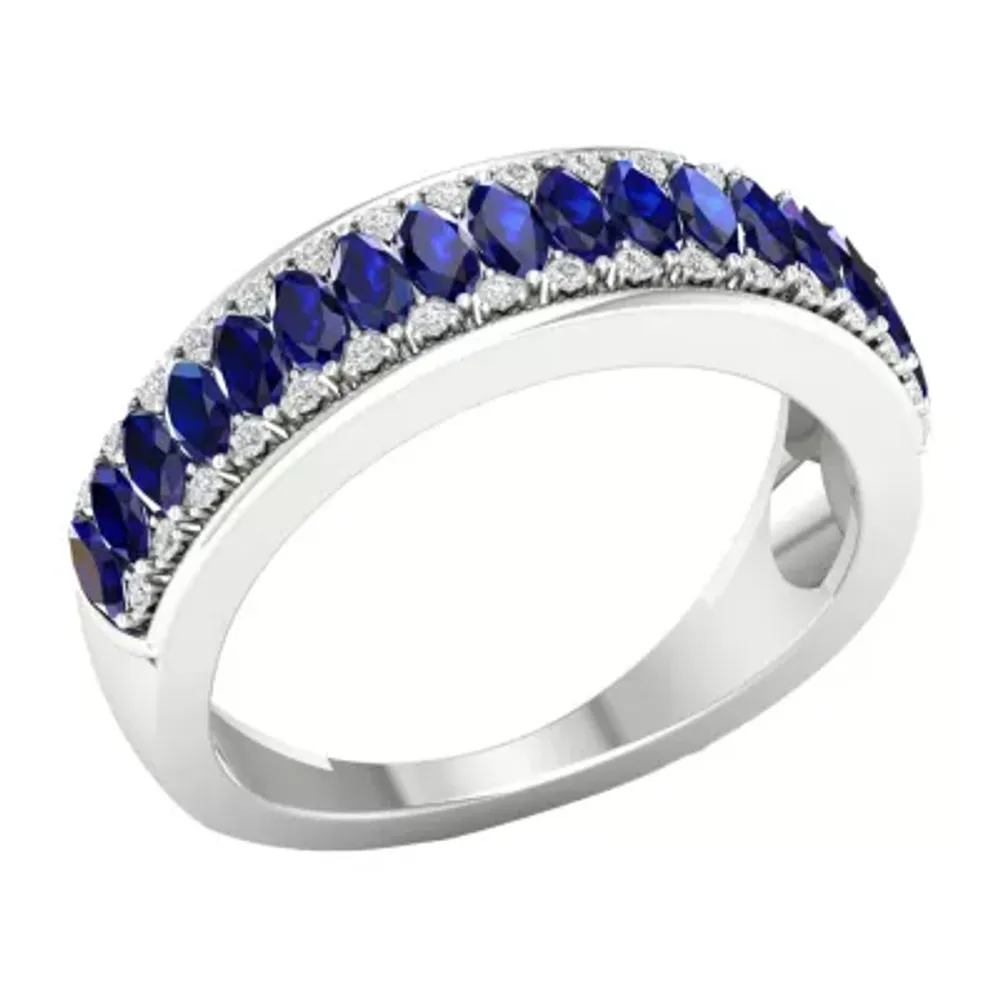 Genuine Blue Sapphire 10K Gold Band