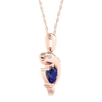 Gender Reveal Dolphin Womens Lab Created Blue Sapphire 14K Rose Gold Over Silver Pendant Necklace