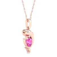 Gender Reveal Dolphin Womens Lab Created Sapphire 14K Rose Gold Over Silver Pendant Necklace