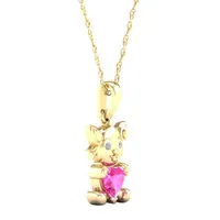 Gender Reveal Womens Lab Created Sapphire 14K Gold Over Silver Pendant Necklace