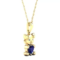 Gender Reveal Womens Lab Created Sapphire 14K Gold Over Silver Pendant Necklace