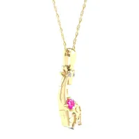 Gender Reveal Giraffe Womens Lab Created Sapphire 14K Gold Over Silver Pendant Necklace