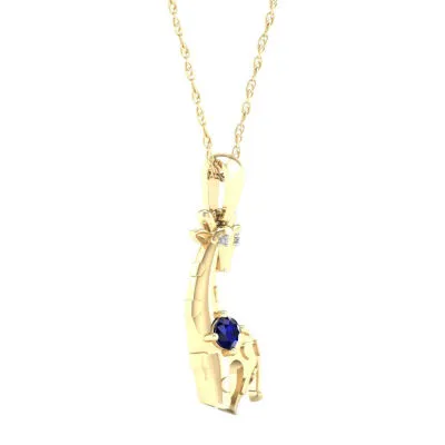 Gender Reveal Giraffe Womens Lab Created Sapphire 14K Gold Over Silver Pendant Necklace