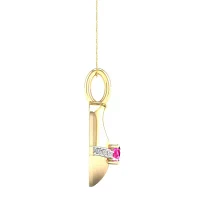 Gender Reveal Womens Lab Created Sapphire 14K Gold Over Silver Pendant Necklace