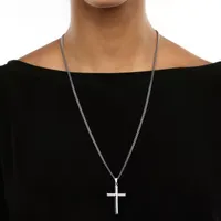 Mens Sterling Silver Cross Pendant Necklace