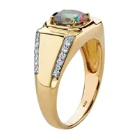 Mens Genuine Multi Color Topaz 18K Gold Over Silver Fashion Ring