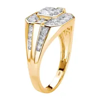 Mens White Cubic Zirconia 10K Gold Fashion Ring