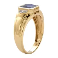 Mens Lab Created Blue Sapphire 10K Gold Fashion Ring