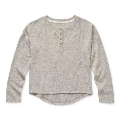 Thereabouts Girls Oversized Rib Long Sleeve Henley Shirt