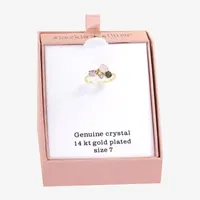 Sparkle Allure Crystal 14K Gold Over Brass Cluster Cocktail Ring