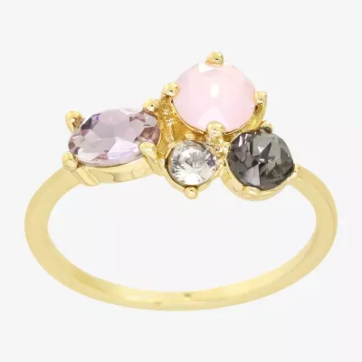Sparkle Allure Crystal 14K Gold Over Brass Cluster Cocktail Ring