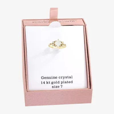 Sparkle Allure Crystal 14K Gold Over Brass Cocktail Ring