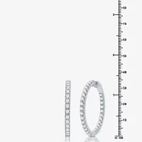 (H-I / I1) 5 CT. T.W. Lab Grown Diamond 10K or 14K White Yellow Gold 34.9mm Hoop Earrings