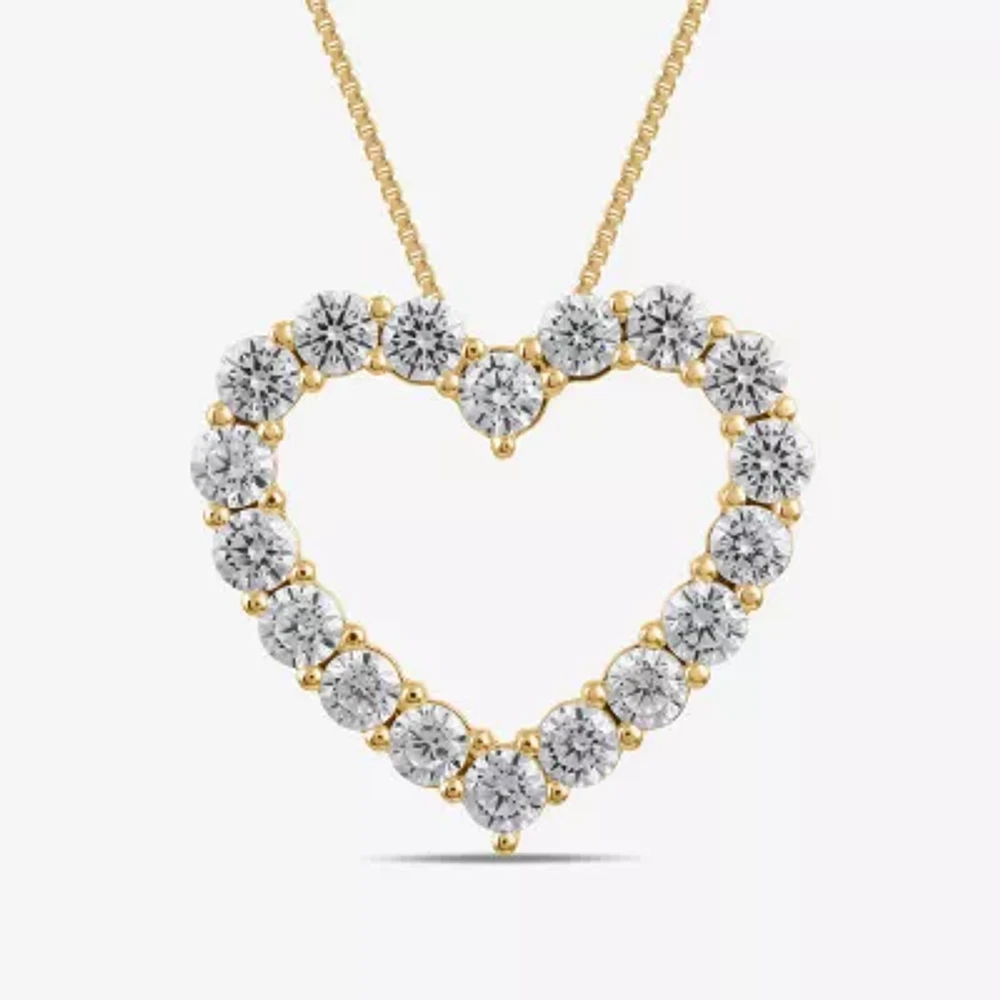 Womens 2 CT. Lab Grown White Diamond 10K White or Yellow Gold Heart Pendant Necklace