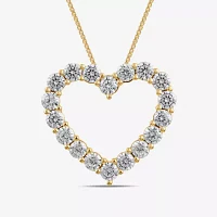 Womens 2 CT. Lab Grown White Diamond 10K White or Yellow Gold Heart Pendant Necklace