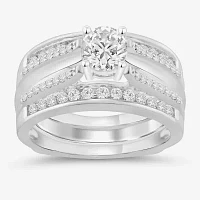 Womens 1/2 CT. T.W. Natural White Diamond 14K Gold Wedding Ring Guard